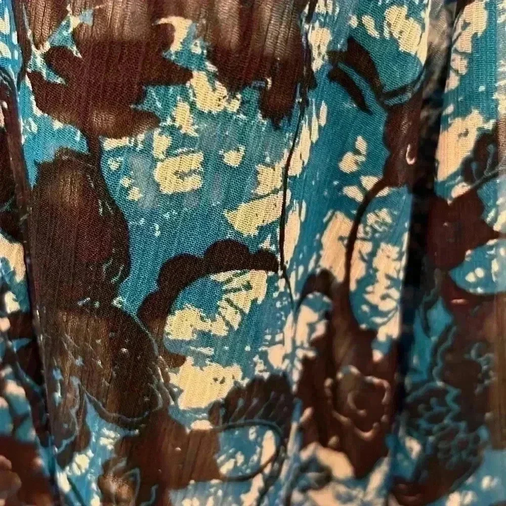 NWT Anthropologie Sheer Printed Peasant Blouse-Sz M